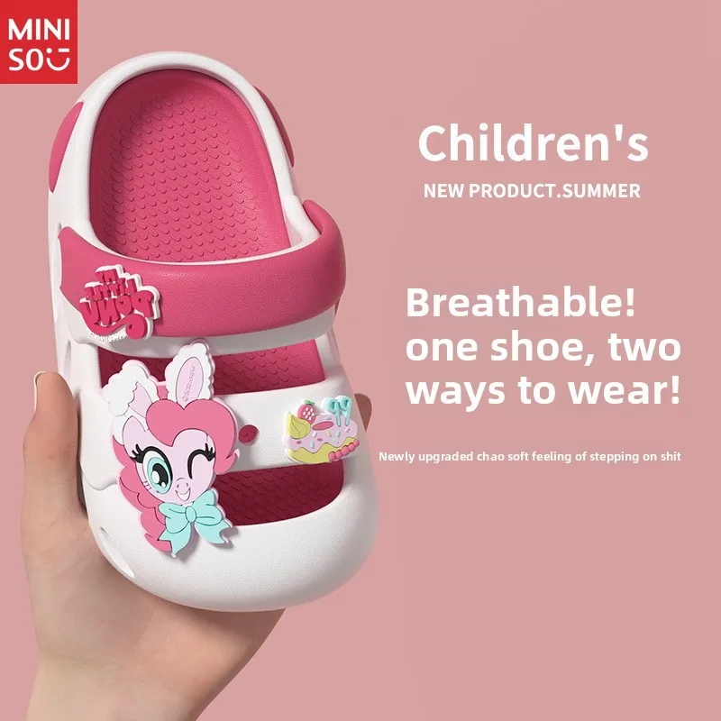 Miniso Sandales de princesse d'été pour filles, chaussures antidérapantes à bout fermé EVA