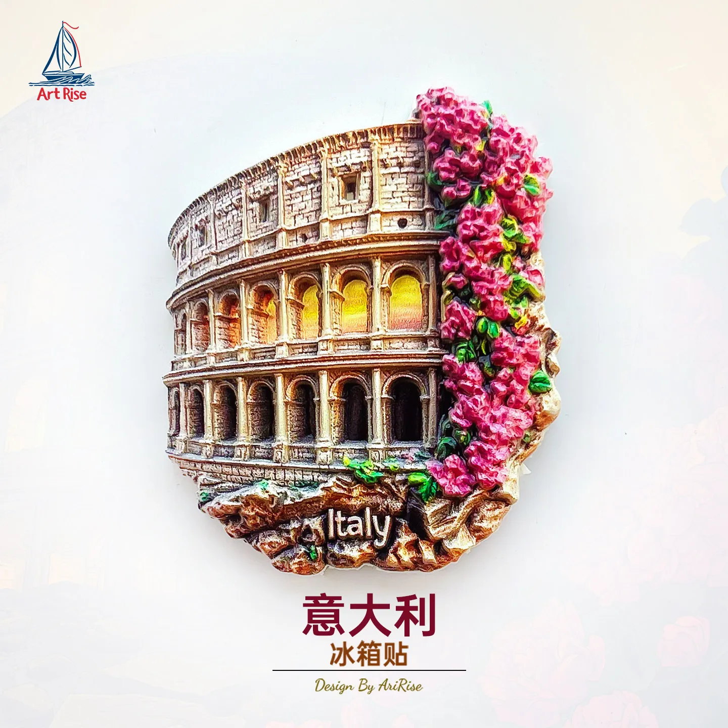 Colosseum Of Rome, Italy, Flower Refrigerator Magnet, 3D Magnetic Sticker, Travel Souvenir, Gift, Home Decoration Sticker