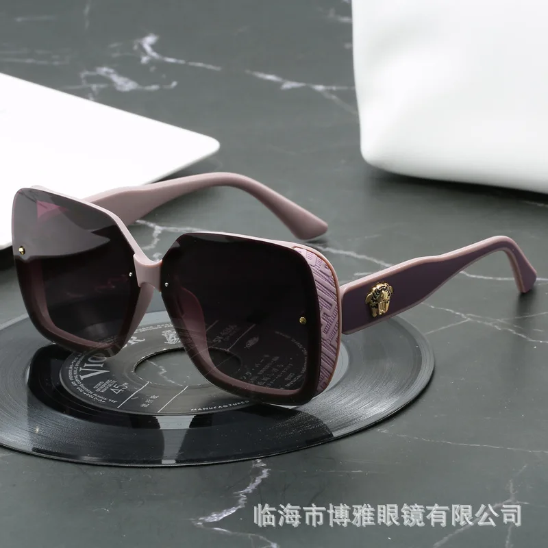 2026 Two-tone Leopard Print Rimless Oversized Sunglasses Unisex Polarized UV400 Shades For Cycling Street Show