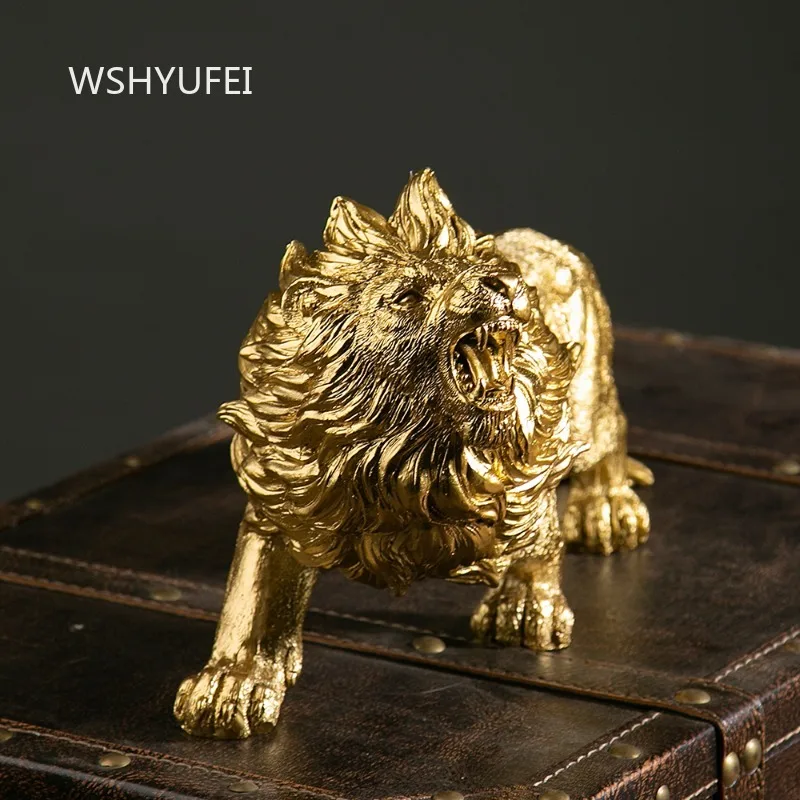 New Chinese Lion Crafts Mighty Lion Resin Ornament Home and Living Room Decorations Animal Desktop Ornament Birthday Gift