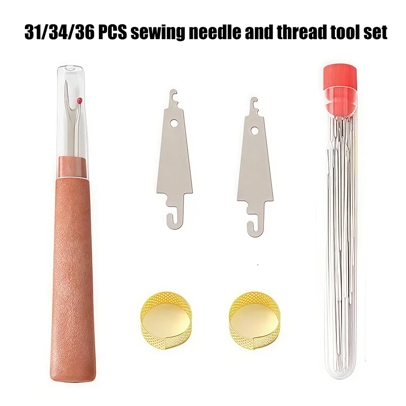 

Набор швейных ниток и инструментов [YU] 31/34/36 шт. с разрезателем швов, подходит для пошива одеял и домашних аксессуаров, ручная работа