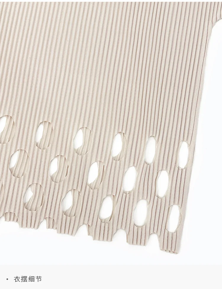 Miyake Plissierter Damen-Cardigan mit Ausschnitten, Einzelknopf, 3/4-Ärmel, Leicht, Locker, Einfarbig, Lässig, Sommer, Damen-Oberbekleidung – Detail 20