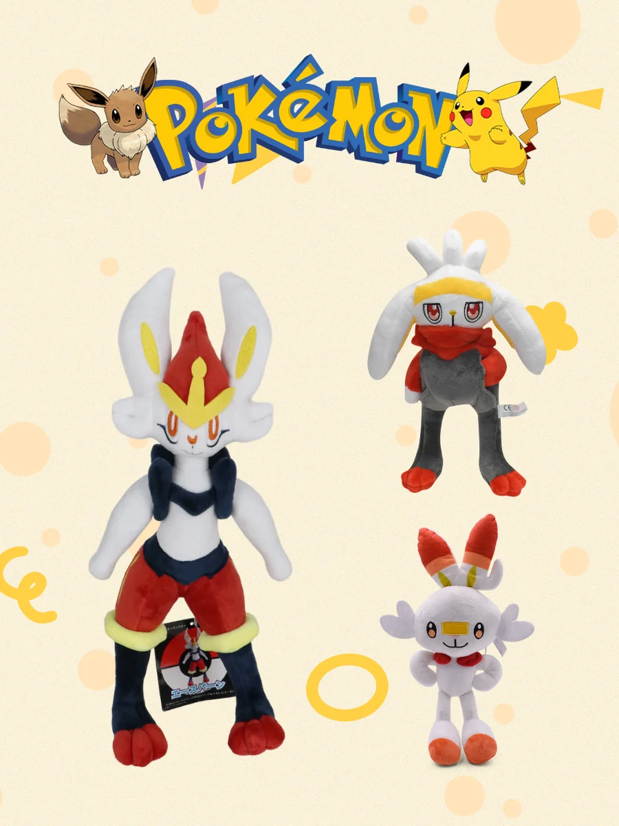 Scorbunny Evolution Raboot Plüschtiere, gefüllte Puppe, Wurfkissen, Heimdekoration, Kawaii-Kaninchen, Weihnachtsgeschenk für Kinder und Freunde – Detail 1