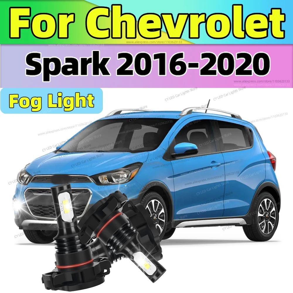 For Chevrolet Spark 2016 2017 2018 2019 2020 2Pcs Front LED Fog Lights Bulbs 80W Super Bright 6000K Auto Fog Lamp 12V