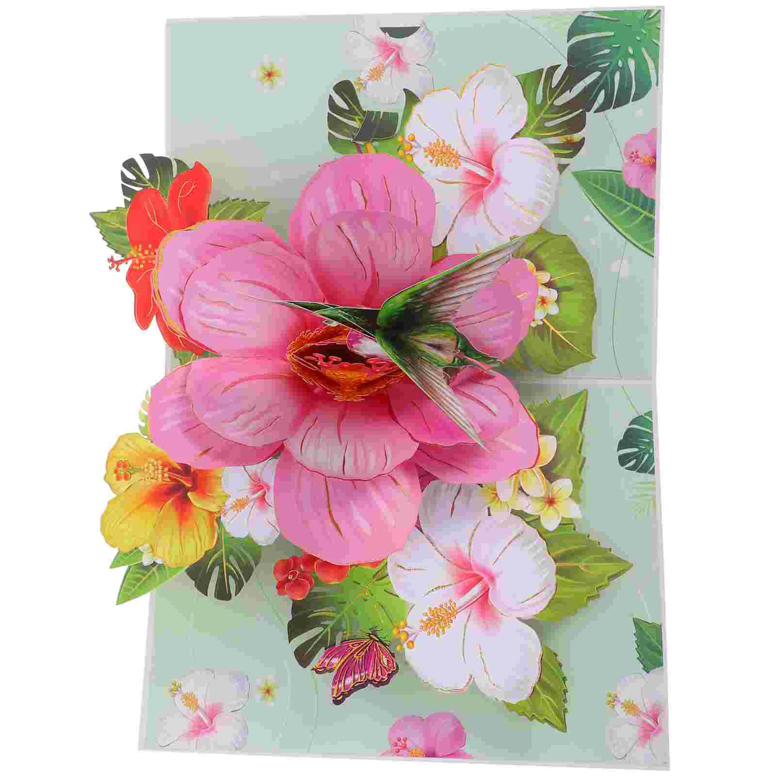 Butterfly Bouquet Card Brother Birthday Mom Blessing Cards Artificial Flower Greeting Hummingbird