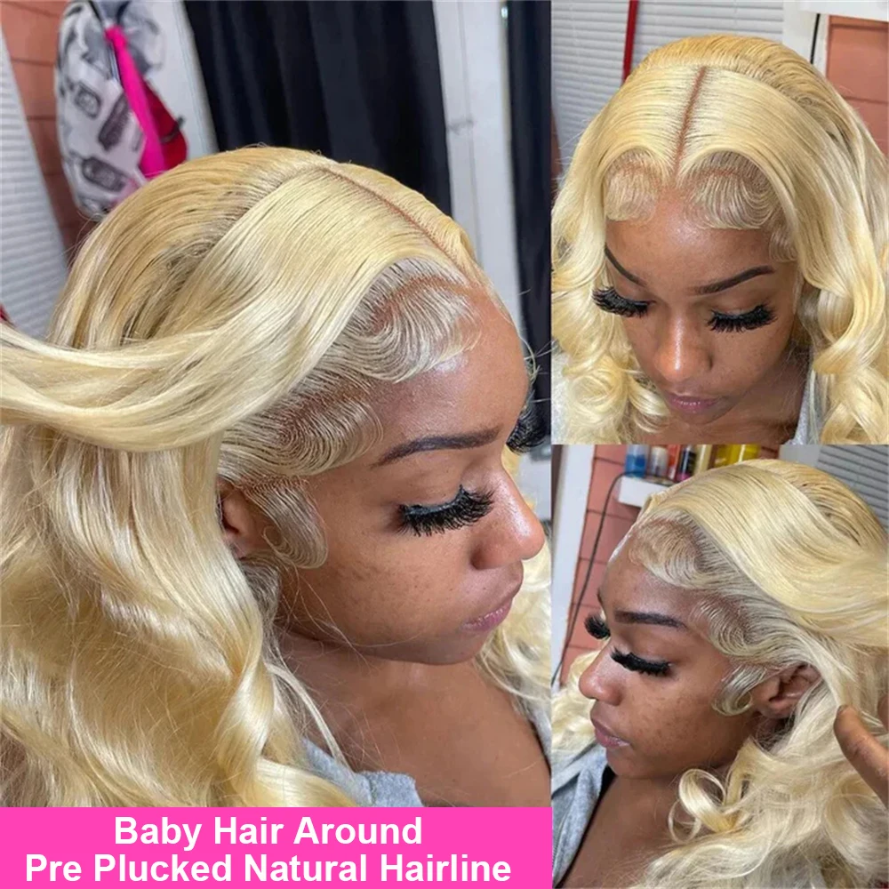 Brazilian 613 Blonde Bundles With Frontal Body Wave 613 13x4 Lace Frontal With 3 Bundles Deals Remy Blonde Human Hair Extensions