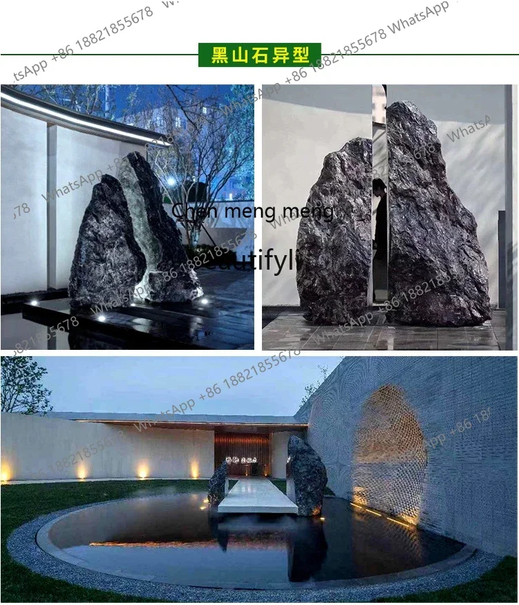 P178 حديقة حجر الجبل الأسود الطبيعي وعاء الماء الحجر الخام حديقة كبيرة العقارات المشهد المناظر الطبيعية الحجر #2