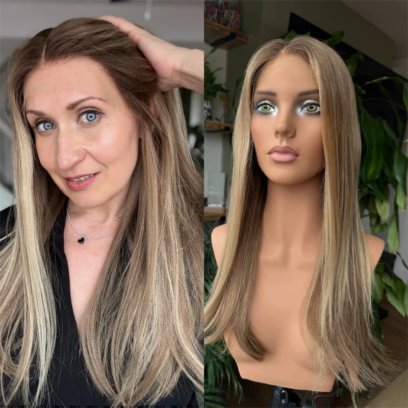 13X4 Ombre Блондинка Коричневый Balayage HD Парик Фронта Шнурка Длинный Прямой Парик Боб для Женщин Синтетический Предварительно Сорванные Волосы Бесклеевой Парик 13X4 Ombre Блондинка Коричневый Balayage HD Парик Фронта Шнурка Длинный Прямой Парик Боб для Женщин Синтетический Предварительно Сорванные Волосы Бесклеевой Парик