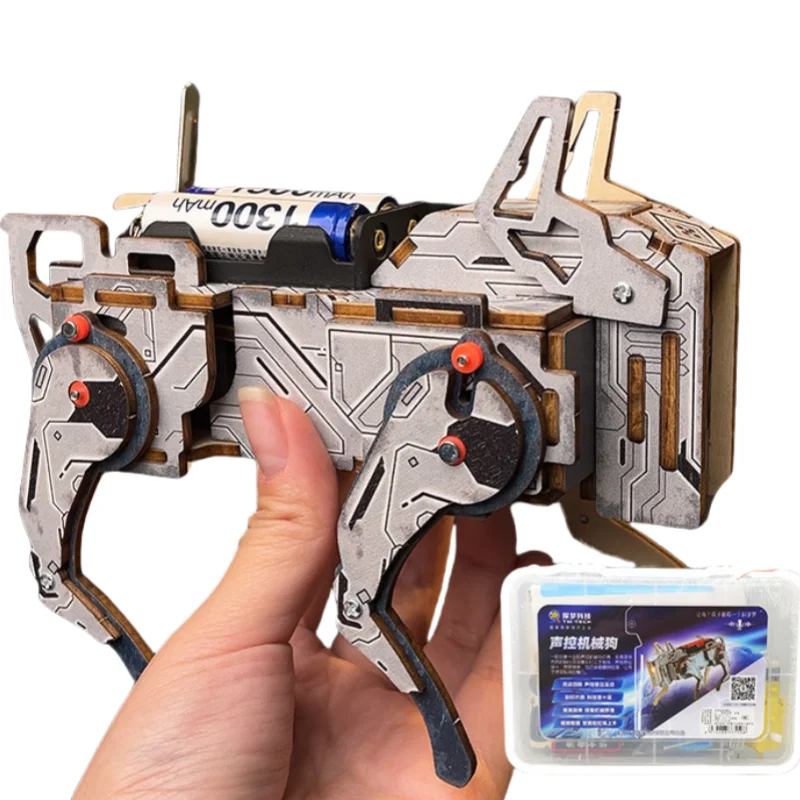 

Забавный детский механический научный набор с голосовым управлением для собак, сделай сам, деревянные творческие поделки ручной работы, подарок, научная сборка, игрушки, учебные пособия