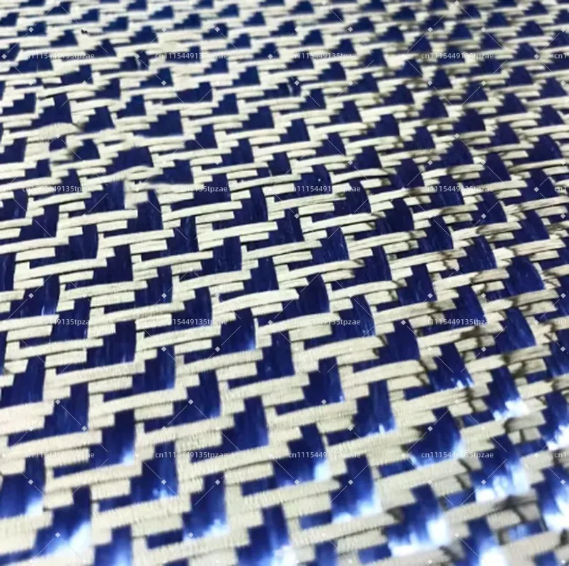 Blue Aramid Carbon Fiber Blended Woven Textile Jacquard Weave Material Aircraft Equipment DIY Surface Decoration Cloth