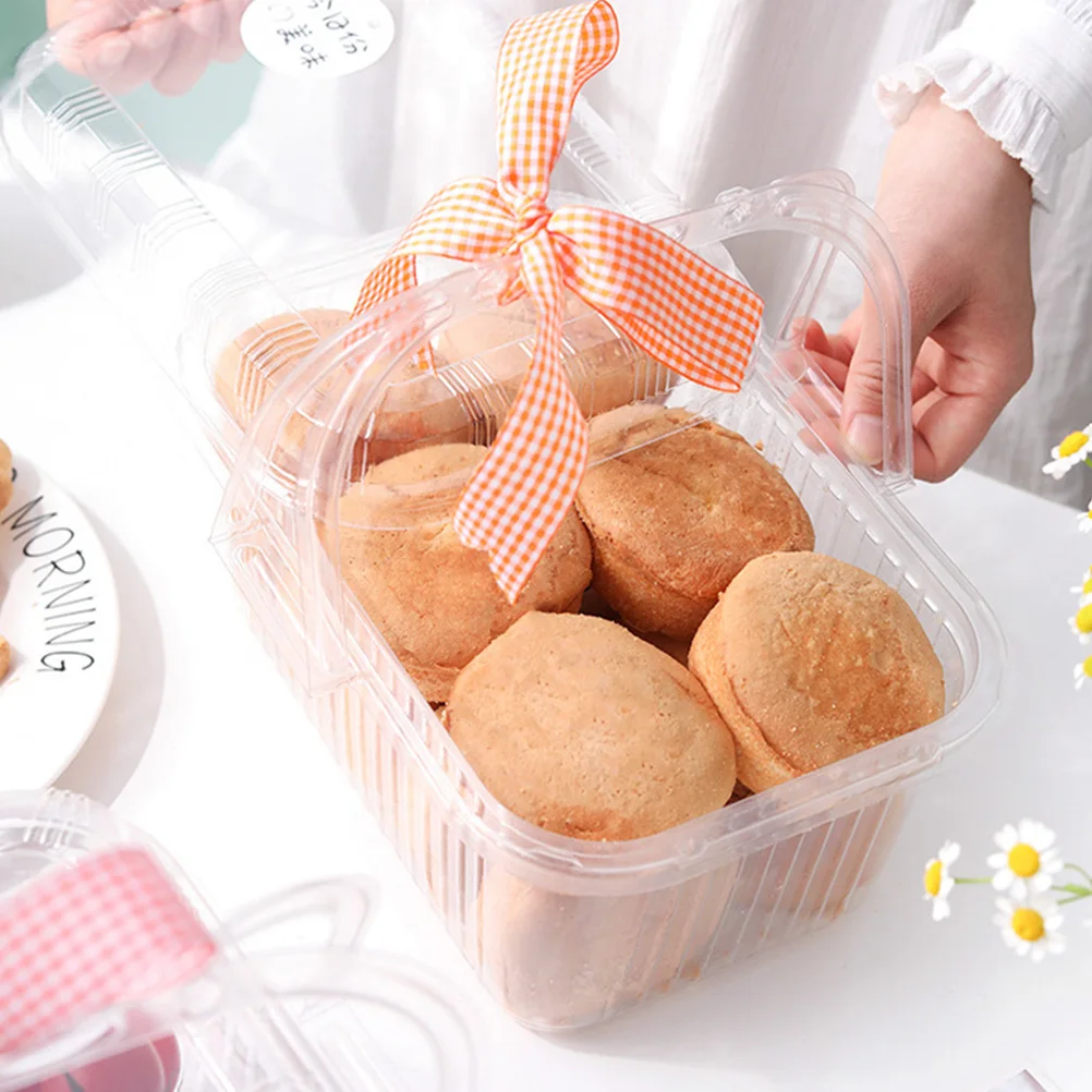 

4pcs Plastic Basket Transparent Lightweight Portable Storage Holder for Food Dessert Vegetable Fruit Kitchen Bedroom Office