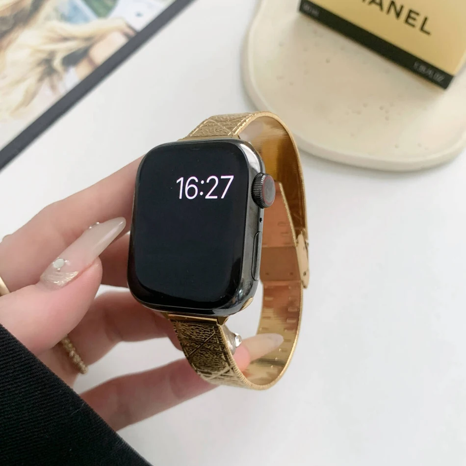 Ремешок из нержавеющей стали для Apple Watch Band 38 40 41 44 42 45 мм 49 мм, Премиум браслеты для iWatch Series 9 8 7 6 5 4 3 SE Ultra 2