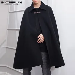 INCERUN Tops 2024 American Style New Men's Long Sleeveless Shawl Cape Coats Casual Loose Solid All-match Overcoats Trench S-5XL