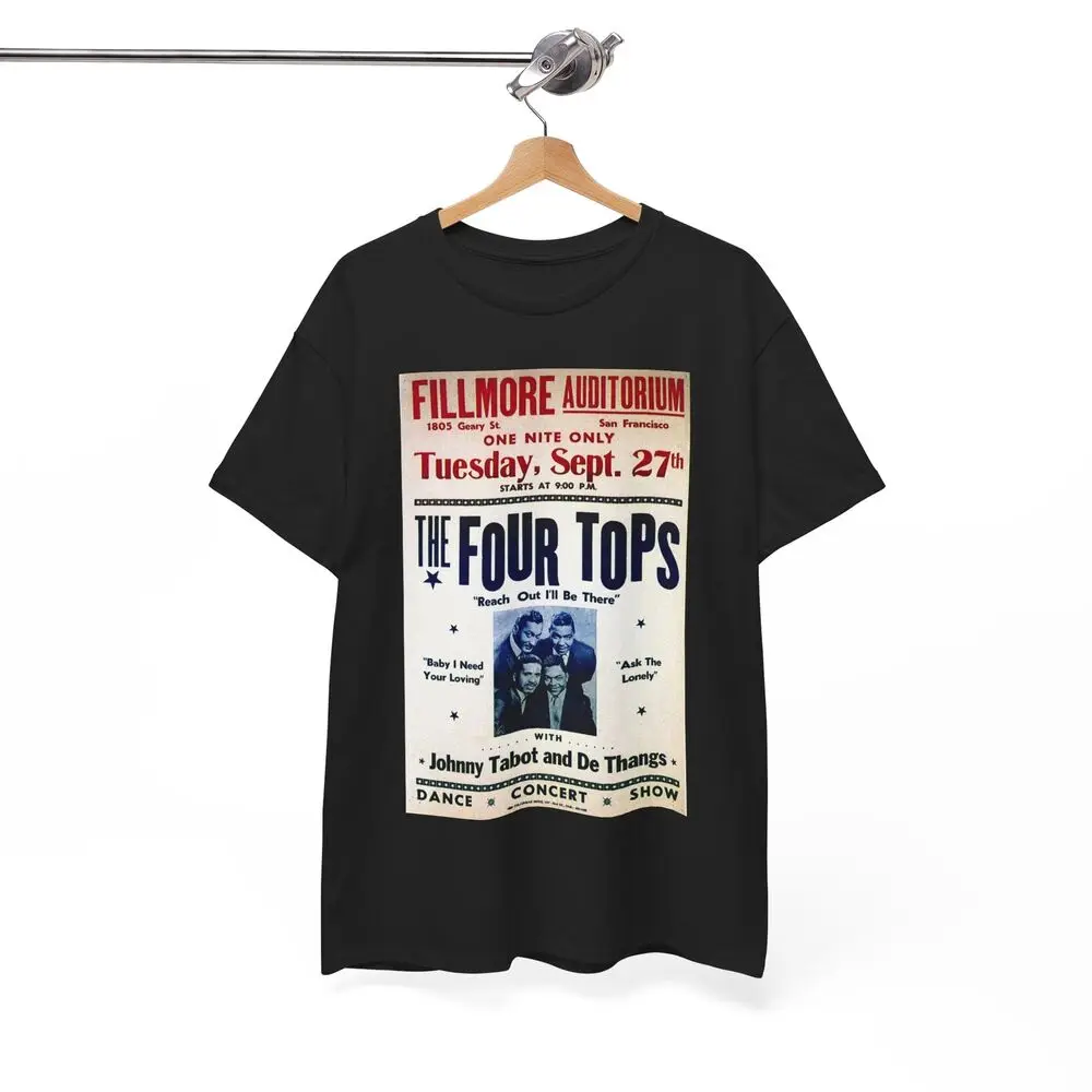 

Classic Retro Throwback Concert Poster Tee Four Tops Fillmore NWT S-5XL