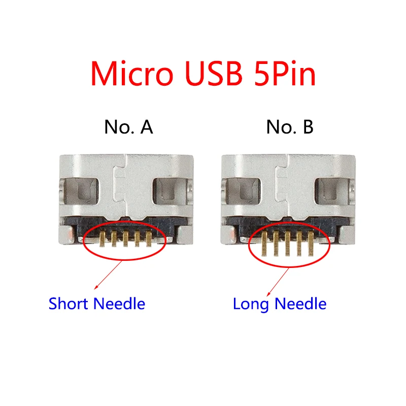 10PCS/Lot Micro USB 5 Pin No Side Ox Horn Female Usb Socket Flat Mouth Four Legs Socket Mini Usb Connector