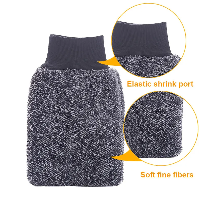 Car Microfiber Glove Automotive Universal Gloves Microfibee Wash Accessory Cleaning Mitt Double Faced Supplies Profesional Parts