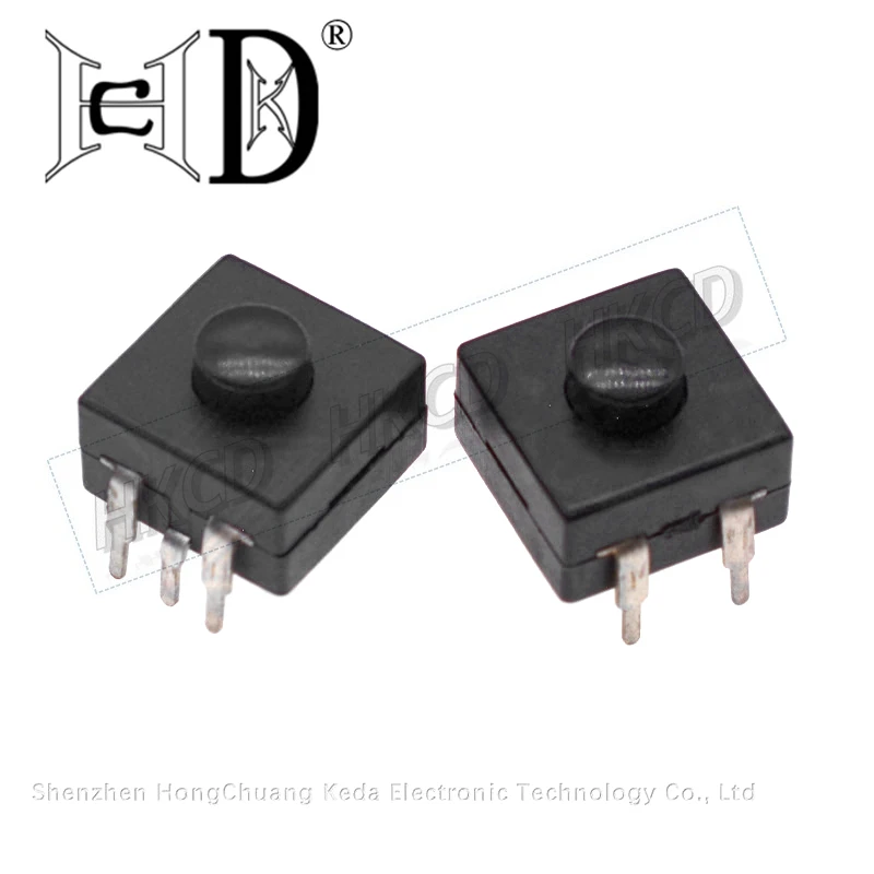 5pcs 1212-215A 5Pin Square Vertical DIP Self-Locking Push Button On Off Power Switch for Flashlight Small Electronics