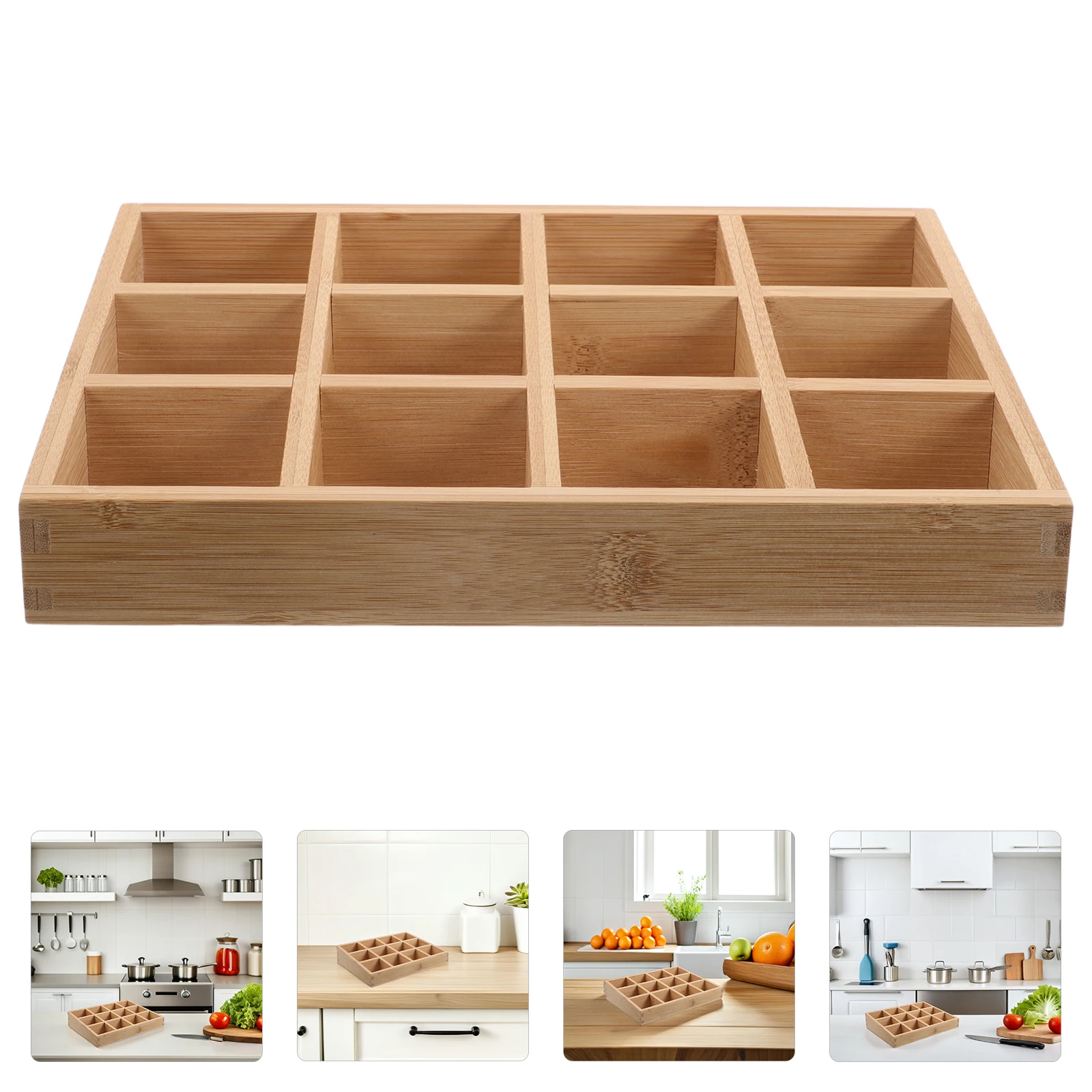 

Wooden Spice Rack Organizer Countertop Storage Shelf Rack For Kitchen Cabinet Seasoning Display Stand Natural Grain