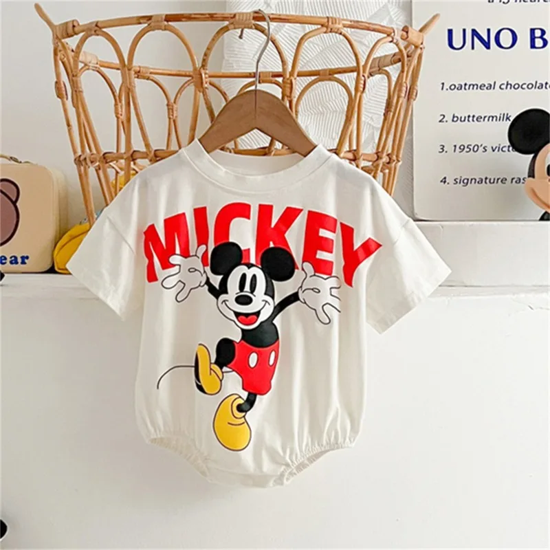 Summer Newborn Bodysuit Sock Hat 3pcs Set Cartoon Mickey Mouse Boys Girls Jumpsuit Infant Costume Short Sleeve Clothing K6182