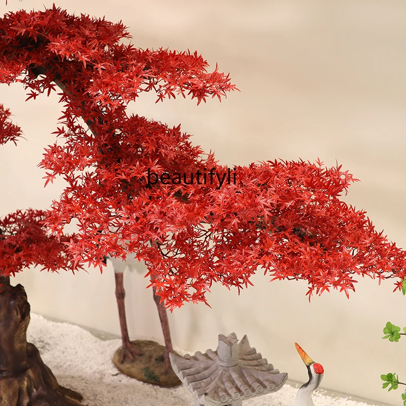 Large Red Maple Artificial Greeting Pine Red Fake Trees Chinese Indoor Artificial Tree Fake Trees Ornaments