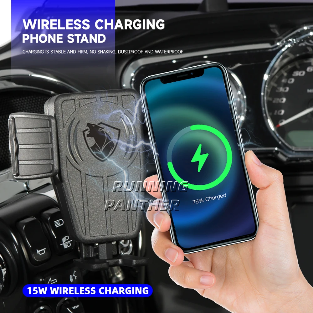 

New 15W Wireless Charger Fast wirless Charging Dock Phone charger wireless For Davidson Heritage Classic Road Glide Road King