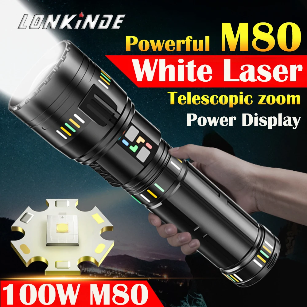 New upgrade M80 High Power Led Flashlights Super Bright Spotlight Tactical Flashlight Zoomable Outdoor Emergency Camping Torch