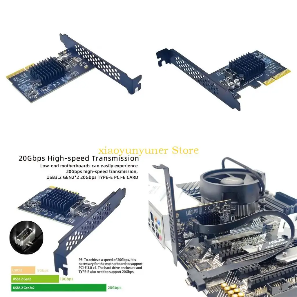 

P9JB USB 3.2 Gen2x2 20Gbps Type-C PCIe Card USB 3.2 Gen2x2 PCIExpress Lane Host Adapter Card Expansion Card