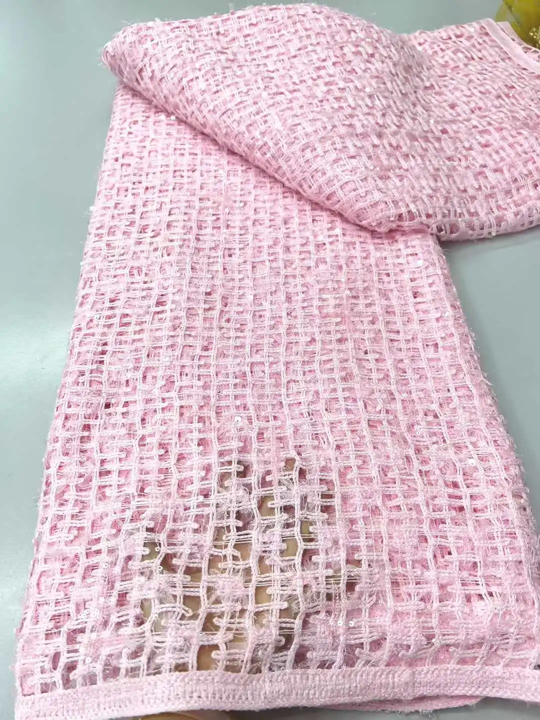 

Luxury African Guipure Cord Sequins Lace Fabric 2026 High Quality Nigerian Water Soluble Lace Fabric For Women Dress