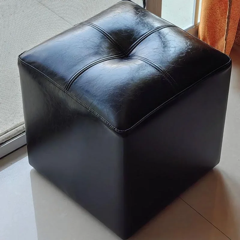European leather seat pier sofa stool foot pedal living room adult door shoe change stool simple modern ottoman soft