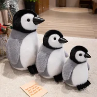 Cute Chubby Soft Fat Penguin Plush Pillow Stuffed Toy Long Hair Fur Doll Home Decoration Birthday Gift Stuffy Plushies 3