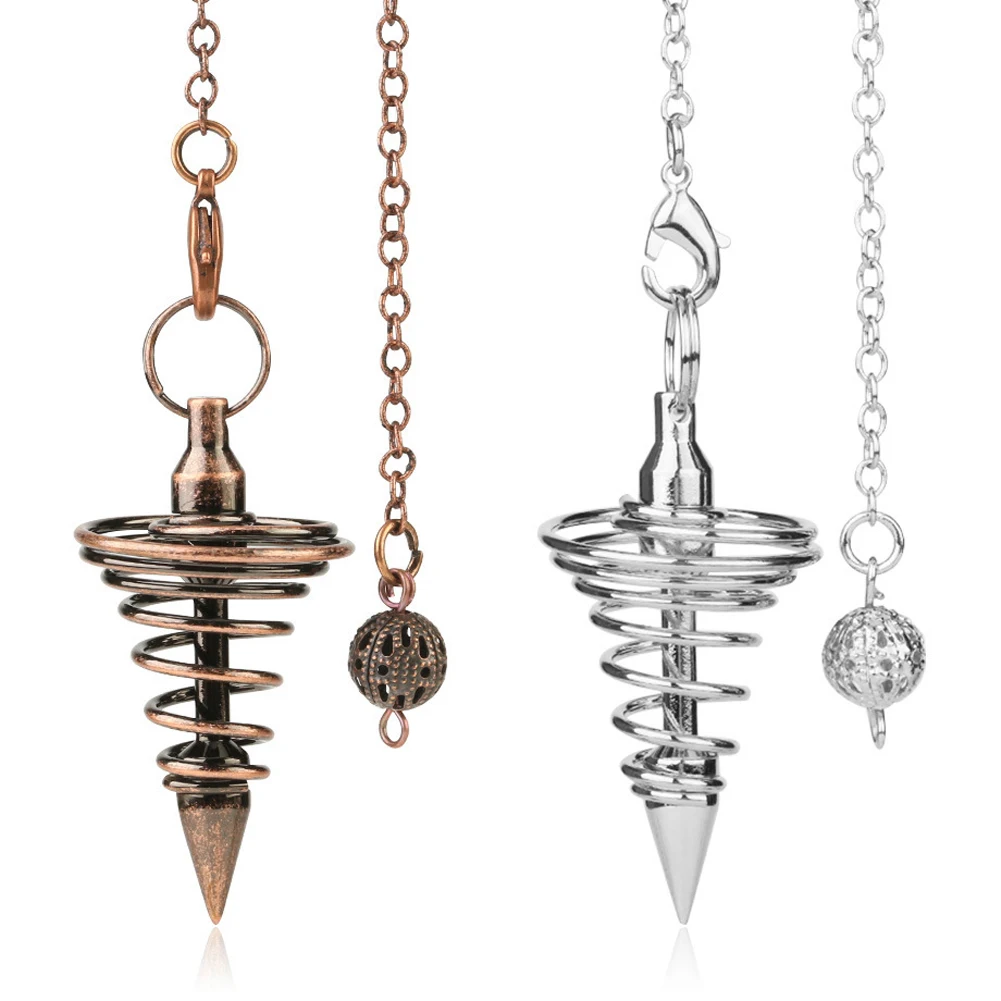 Retro Metal Pendulum Charm Western Spiral Spring Cone Gravity Concentration Pendant for Room Decor Meditation Energy Explore