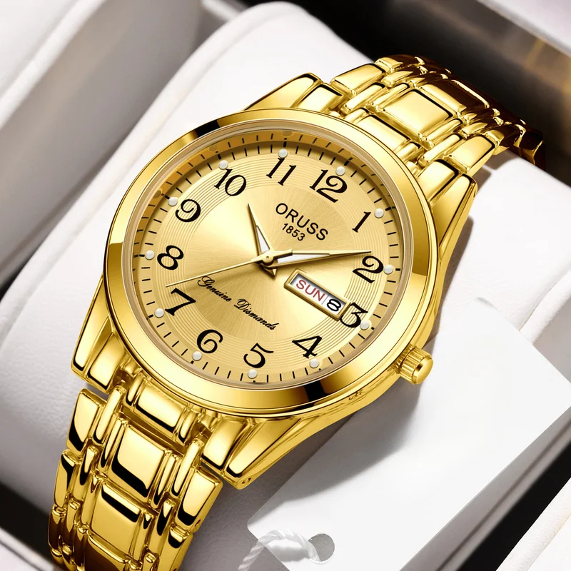Men's Quartz Watch Large Number Luminous Male Business Wristwatch Waterproof Calendar Function Casual For Daily Wear Outdoor