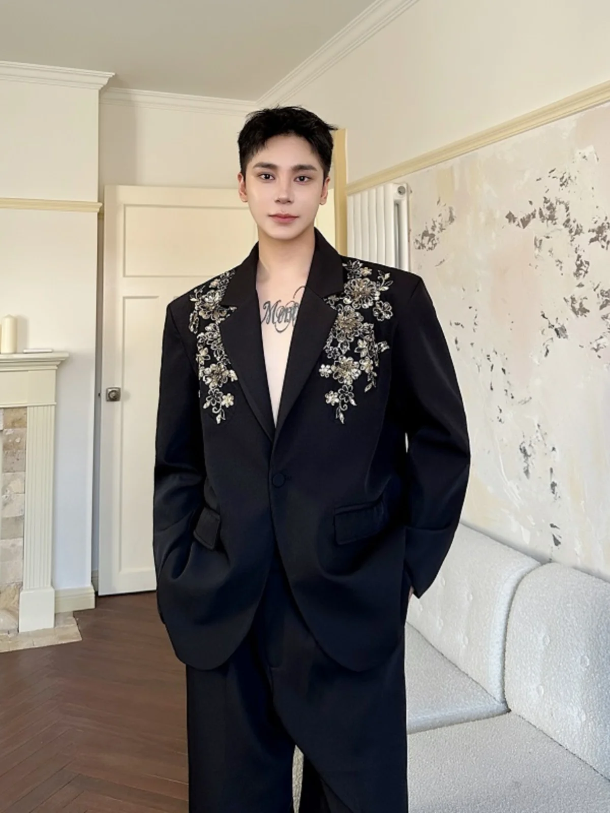 

Embroidered Sequin Design Casual Suit Jacket Trendy Loose Fit Three Dimensional Embroidery Lightweight Autumn Fashion