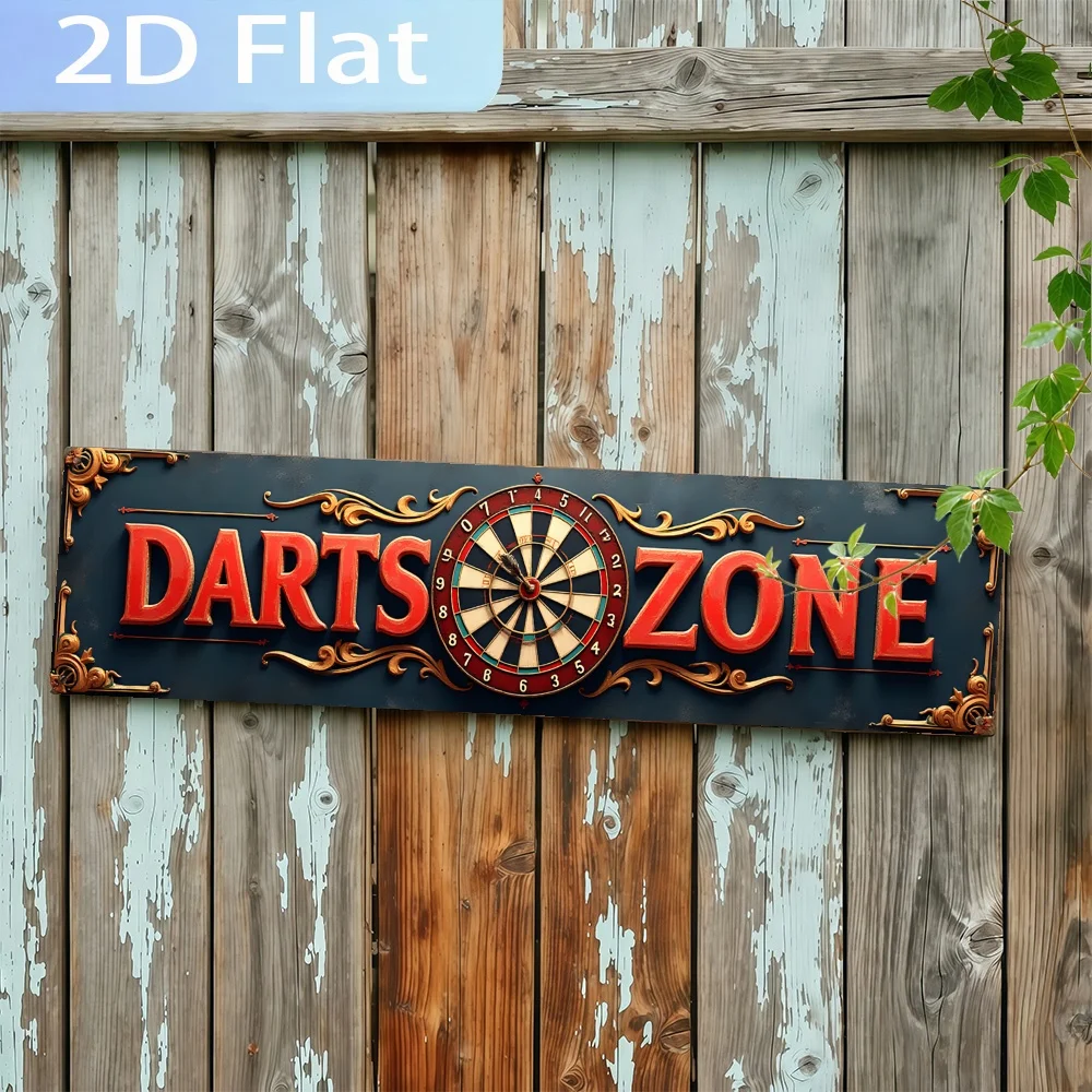 2D Flat, Vintage Dartboard Wall Sign Suitable for Home, Bar, Cafe, Garage Decor - Artificial Board Logo Decoration with -Themed