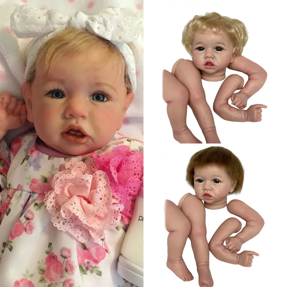 

20 Inch Saskia Painted Doll Kits DIY Bebe Newborn Doll With Rooted Hair, Cloth Body Reborn Baby Toyss