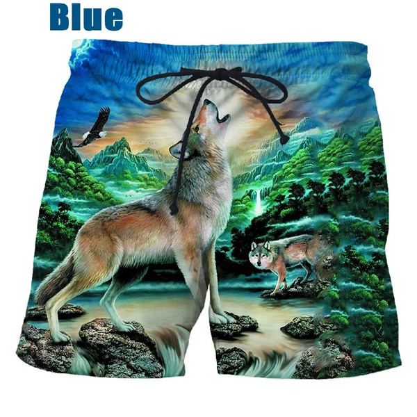 2023 Fashion Animal Wolf 3d Shorts Hip Hop Rock Personality Creative Summer Casual Beach Shorts