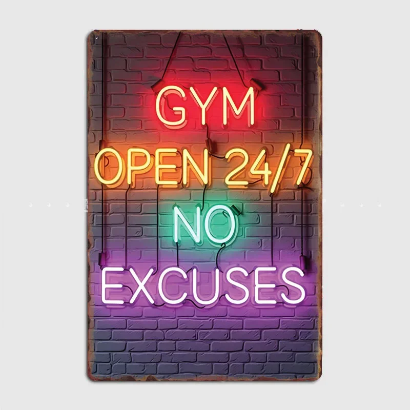 

Gym Neon Sign for bodybuilders and fitness lovers Retro Poster Metal Sign Cinema Room Decor Wall Decor Tin Home Decoration