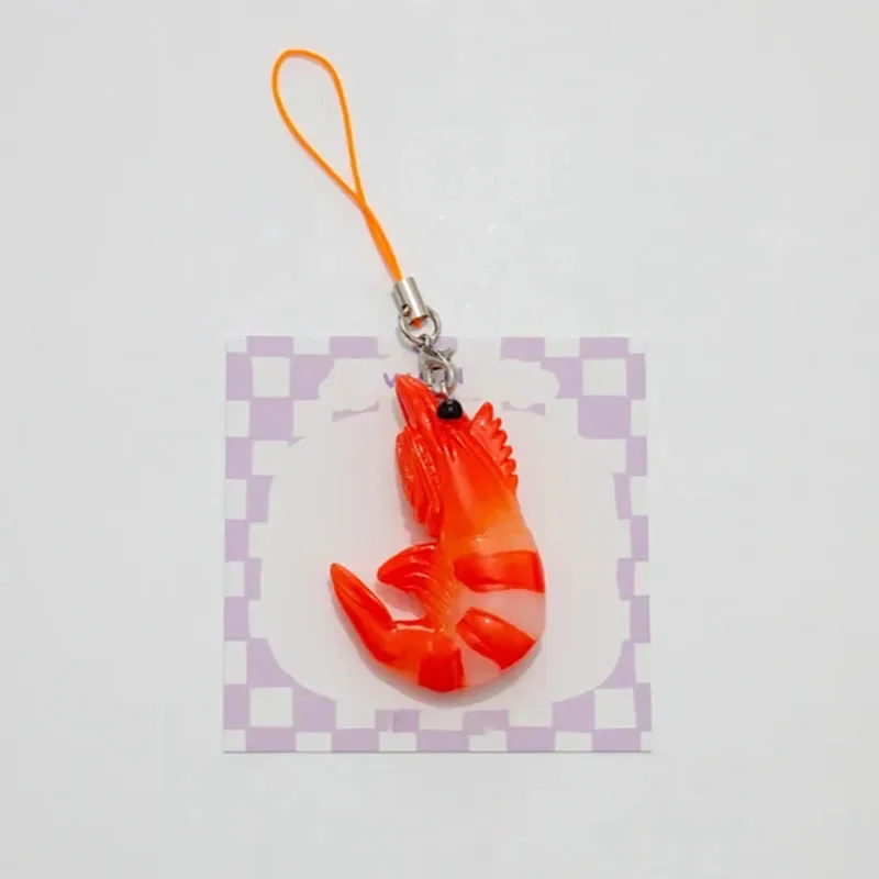 Funky Shrimp Phone Charm | Kawaii Cute Fish Animal Keychains Aesthetic Gift Food Accessory Harajuku Key chain
