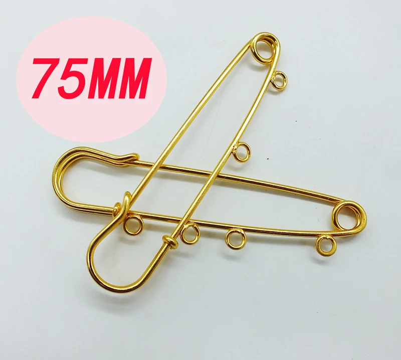 

200pcs 75mmGold Color BColor Brooch Findings Safety Pins Connector Dangle DIY Making Charms Pendant Broche Clasp Jewelry Setting