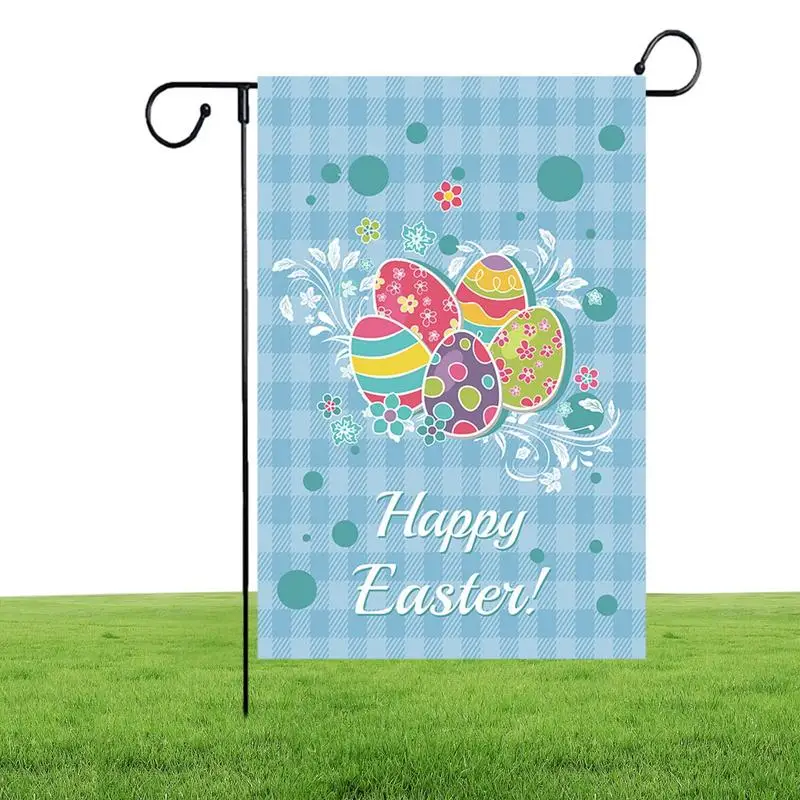 Easter Simple Garland Double Sided Happy Easter Garden Flag Festive Garden Yard Decoration Banner For Outside