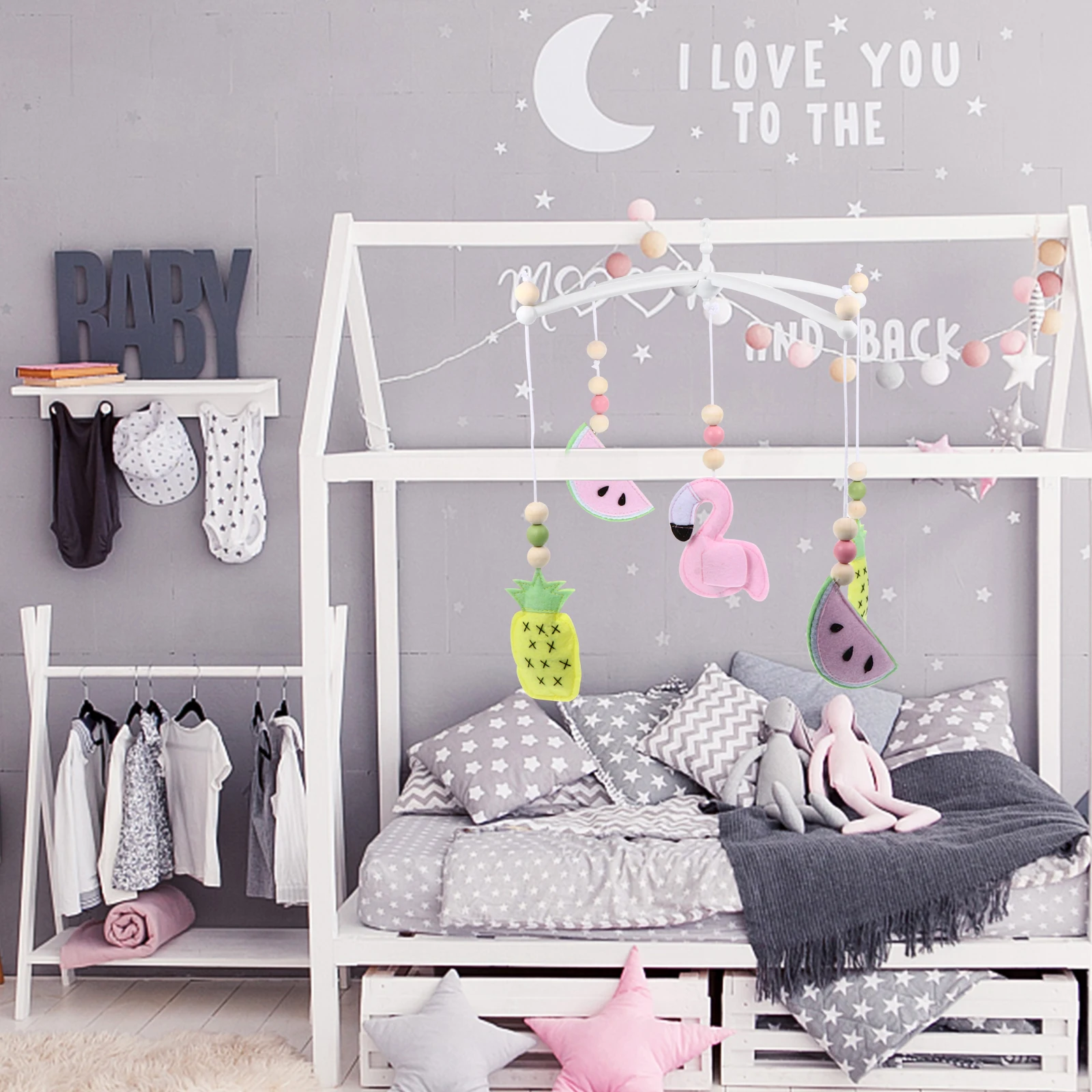 

Baby Crib Bright Color Felt Hanging Nursery Decor Stroller Pendant Stroller Pendant Wind Chime Bedroom Accessory Gift