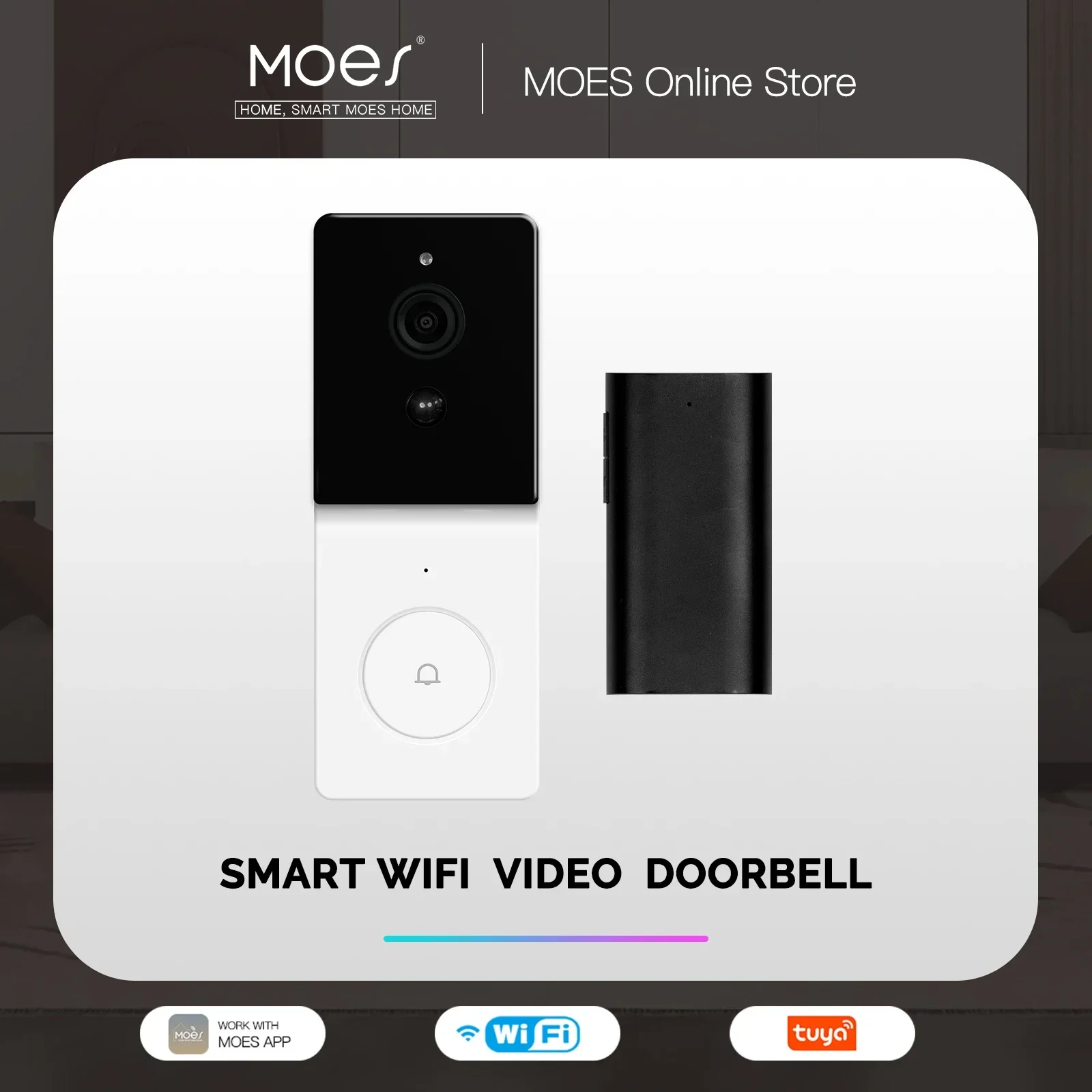 كاميرا MOES Tuya Smart WiFi Video Doorbell مع اتصال داخلي صوتي ثنائي الاتجاه، رؤية ليلية ومنتج باب لاسلكي لأمن المنزل