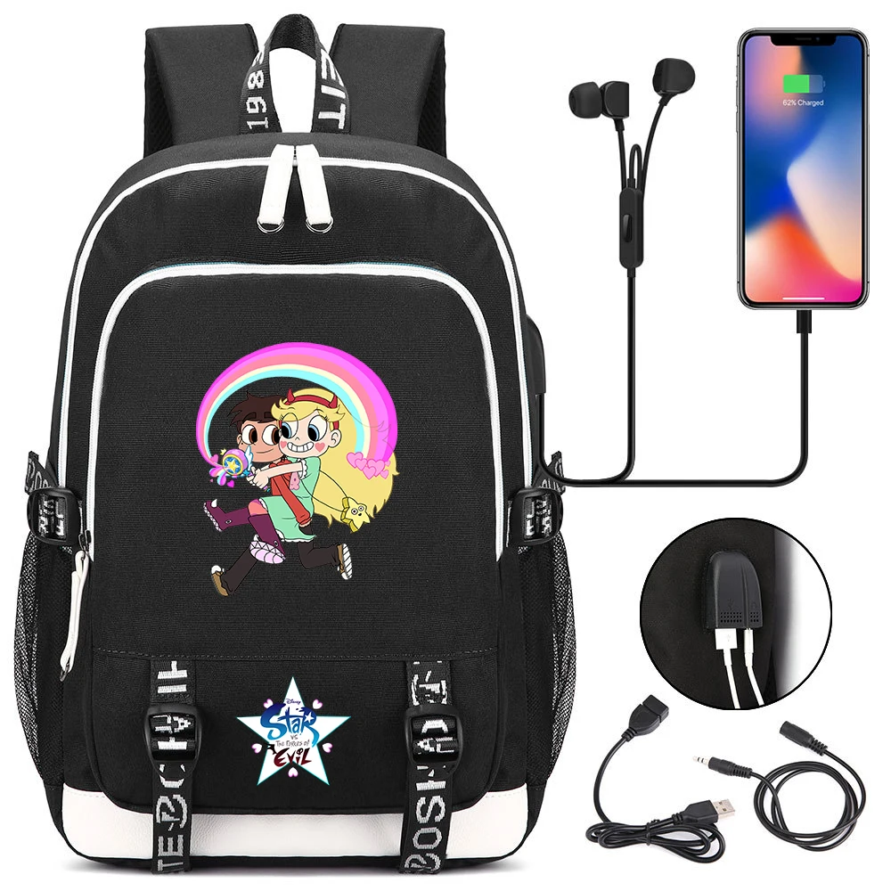 

Disney Star vs. the Forces of Evil School Bags Boys Girls Student Book Bag Teenager USB Charging Laptop Backpack Travel Bag