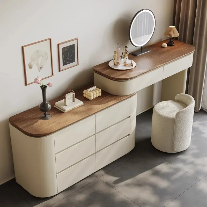 غرفة نوم، خزانة بجانب السرير، خزانة ملابس، خزانة صدر، خزانة تخزين خشبية صلبة حديثة مدمجة، طاولة مكياج عتيقة #5