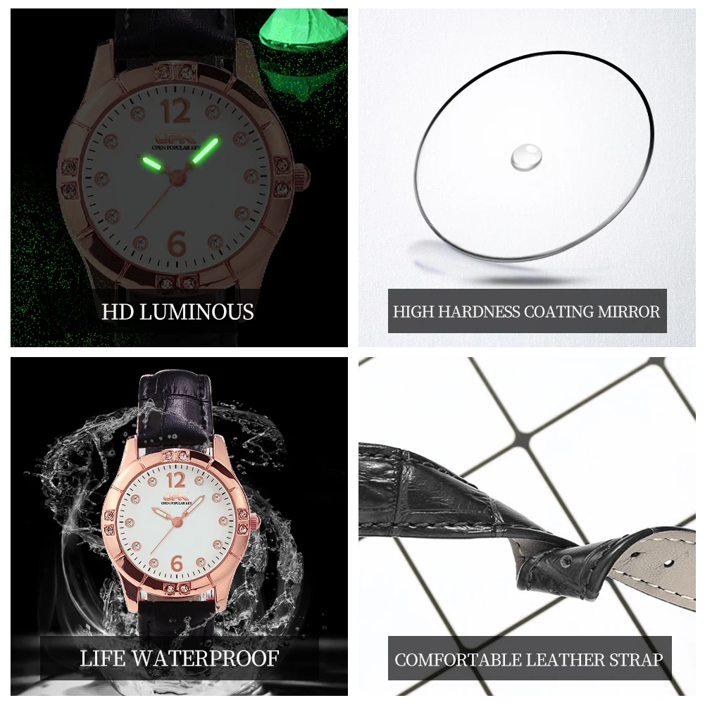 OPK 8160 Women Watch Simple Fashion Elegant Quartz Watch Leather Strap Waterproof Luminous Watch For Women With Box Original