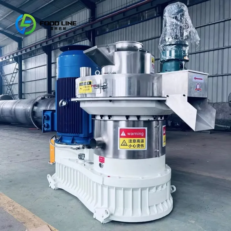 Custom vertical ring die pellet mill centrifugal pelleting device 380V for wood straw biomass fuel commercial production plant