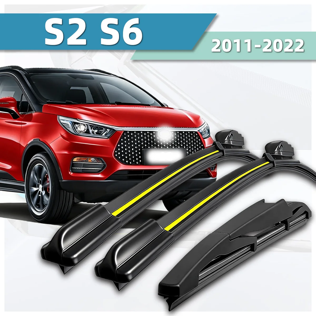 

3PCS Car Front And Rear Wiper Blades Suitable For BYD S2 S6 2011-2022 Natural Rubber Strip Accessories Silent Wiper Blades