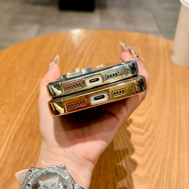 الفاخرة تصفيح الماس عدسة الكاميرا بلون الاكريليك الحال بالنسبة آيفون 16 15 14 13 12 برو ماكس زائد لينة للصدمات غطاء الوفير