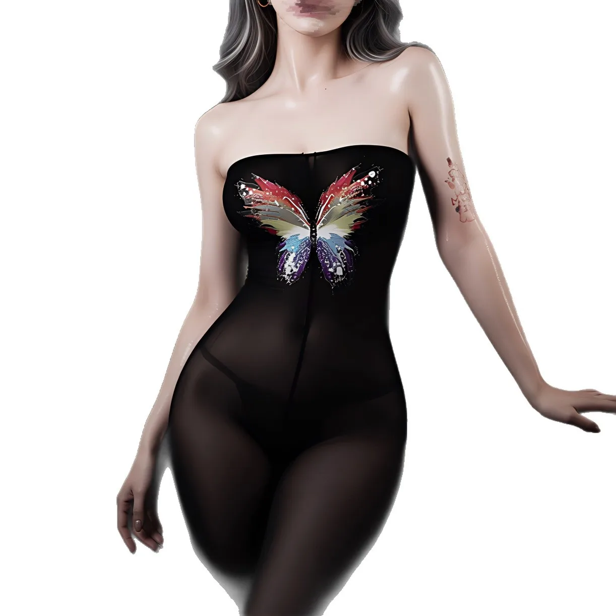Sexy With Open Crotch No Need To Remove Transparent Plus-size Bodysuits Set Passionate And Seductive Women's Bodysuits Thin JTLT