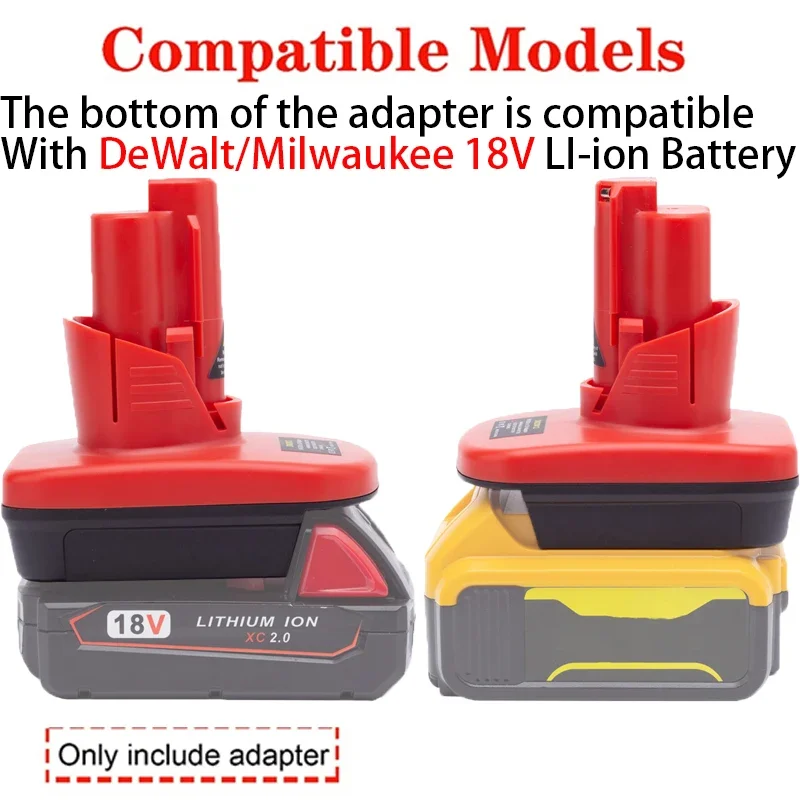 Imagem -02 - Adaptador de Bateria para Milwaukee e Dewalt 12v Li-ion Bateria Power Tool Acessórios 18v